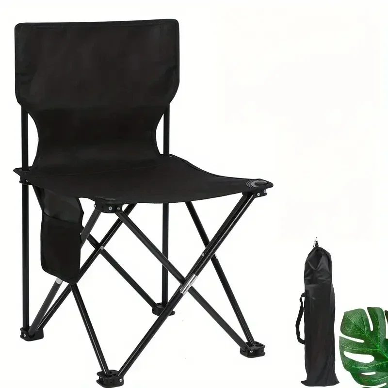 Chaise pliante camping avec poche latérale - Siège pêche plage en toile Oxford portable