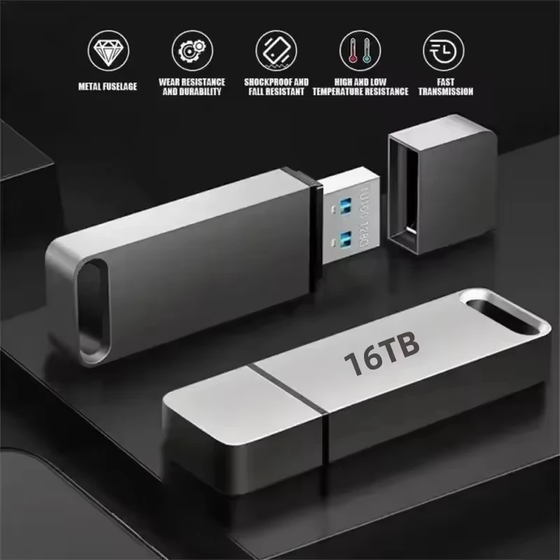 새로운 16TB 메탈 플래시 드라이브 USB3.2 고속 전송 대용량 휴대용 USB 메모리 펜 드라이브 (휴대폰, 컴퓨터, 차량용 U 디스크)