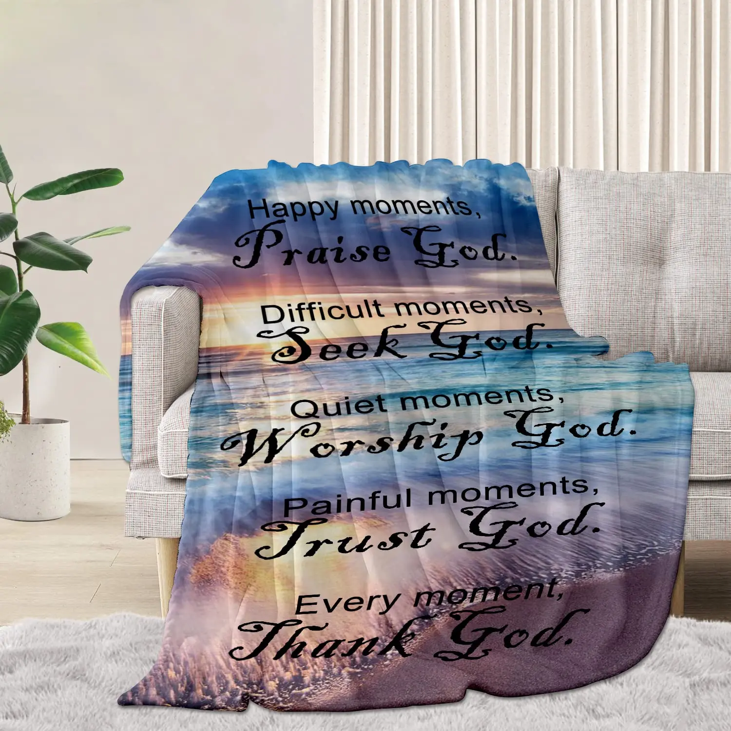 Manual Inspirational Collection 50 x 60-Inch Tapestry Throw with Verse, Trust in the Lord,
