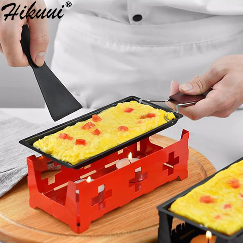 Portable Non-Stick for Making Cheese for Home Anywhere You Want Kitchen Raclette Set with Wooden Handle Cheese Raclette 
