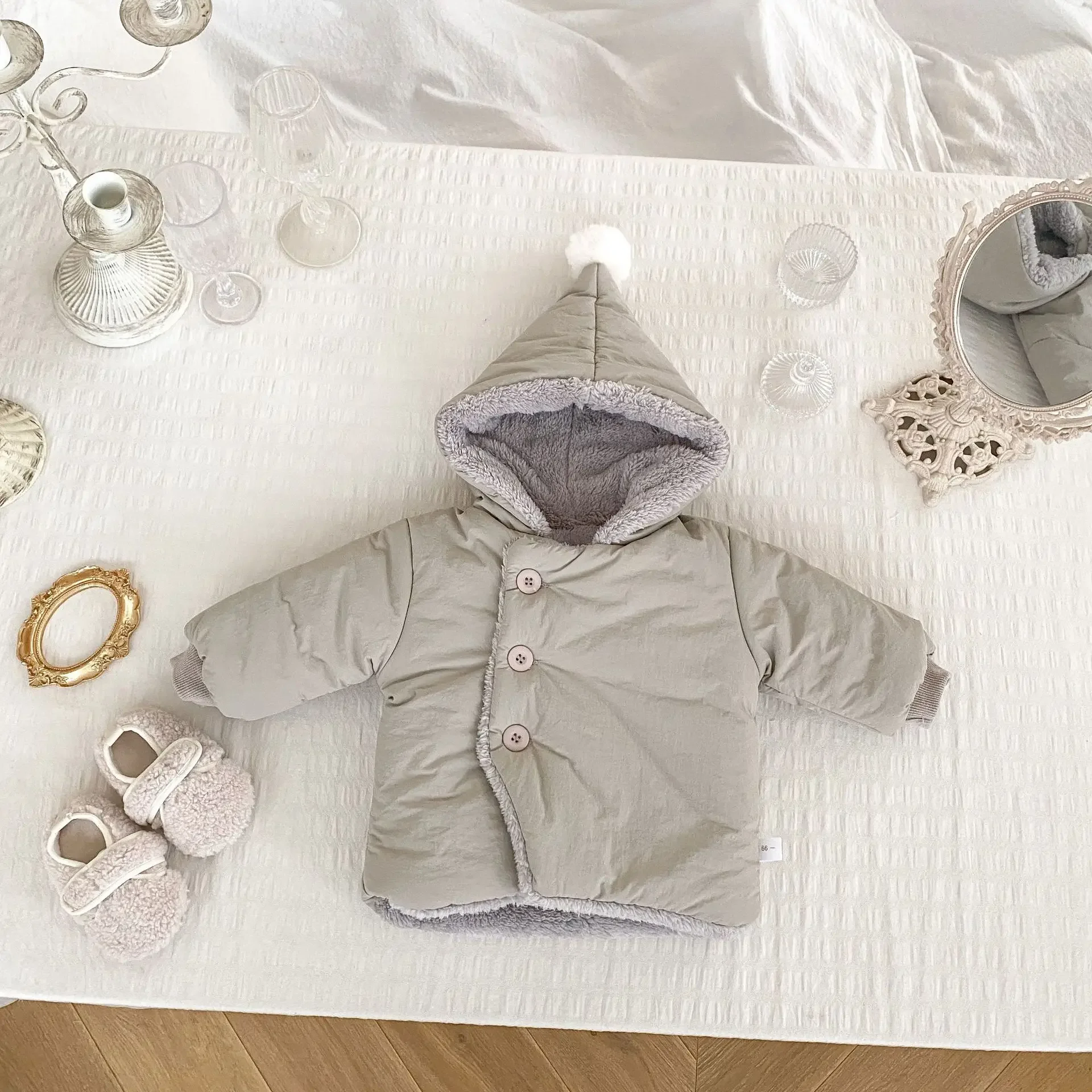 4508 Baby Coat Winter New Cotton Baby Girl's Hooded Coat Plus Velvet Warm Hooded Jacket Coats