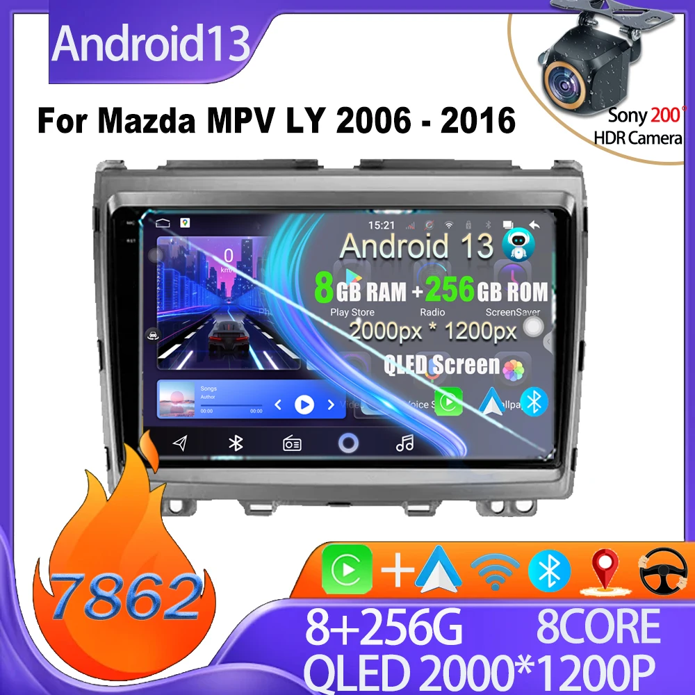 

Автомобильный мультимедийный плеер Android 13 для Mazda MPV LY 2006-2016, без 2din DVD, HDR, QLED экран
