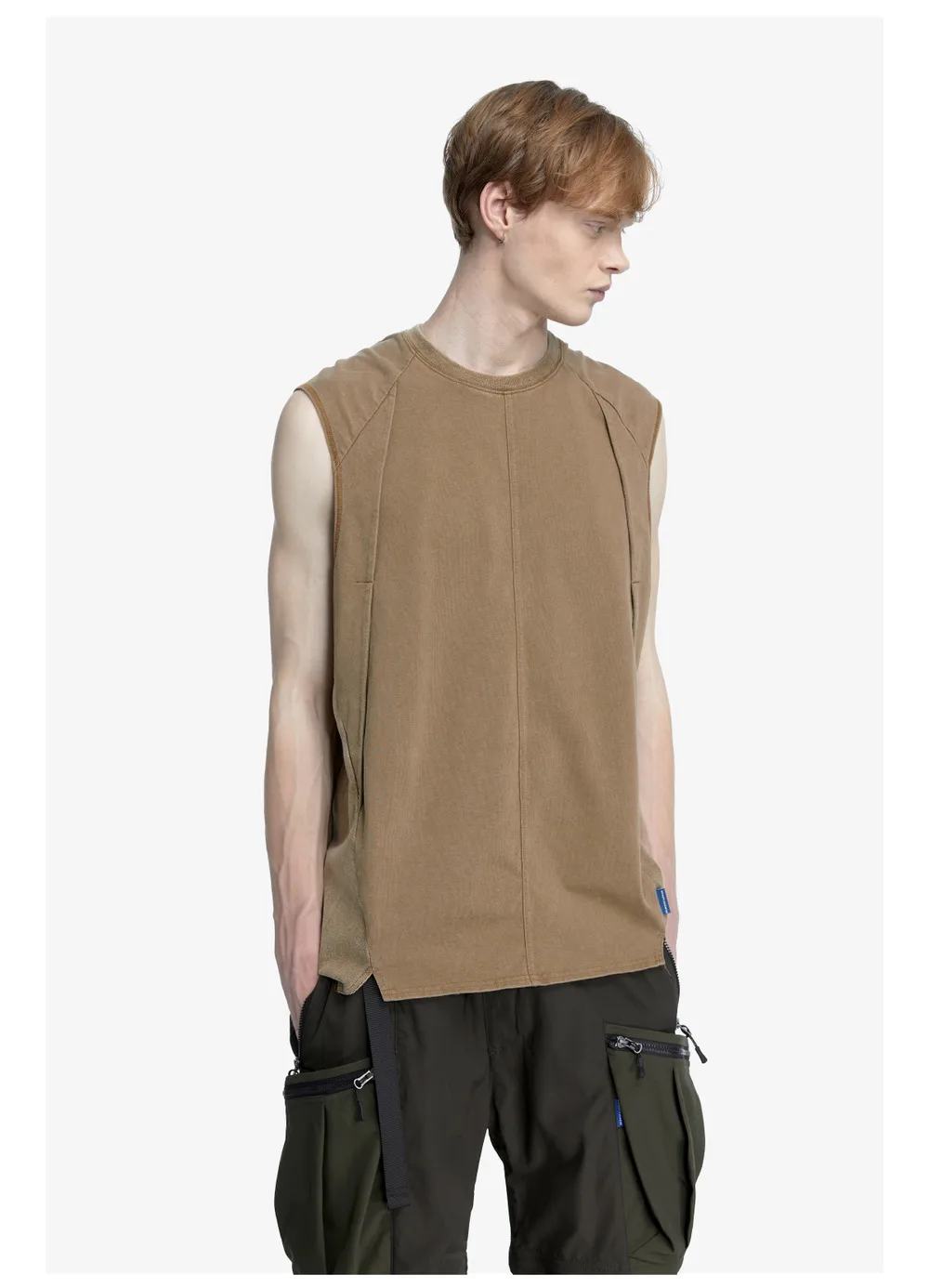 Reindee Lusion 23ss 203 old  texture effects sleeveless t-shirt tanktop 3d cut techwear gorpcore urban outdoor
