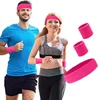 3Pcs Cotton Headbands Sweatbands Set for Running Cycling Yoga Sports Wristband Hairband Athletic Sweat Bands Moisture Wicking