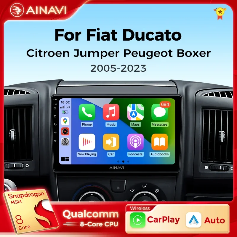 Android 14 Autoradio Per Fiat Ducato 2005 - 2023 Citroen Jumper Peugeot Boxer Wireless Carplay Android Auto Multimedia Player Bt