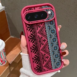 Vintage Totem Pattern Shockproof Phone Case - Solid Color TPU Soft Cover for Google Pixel 8 Pro (A805 Wine Red)