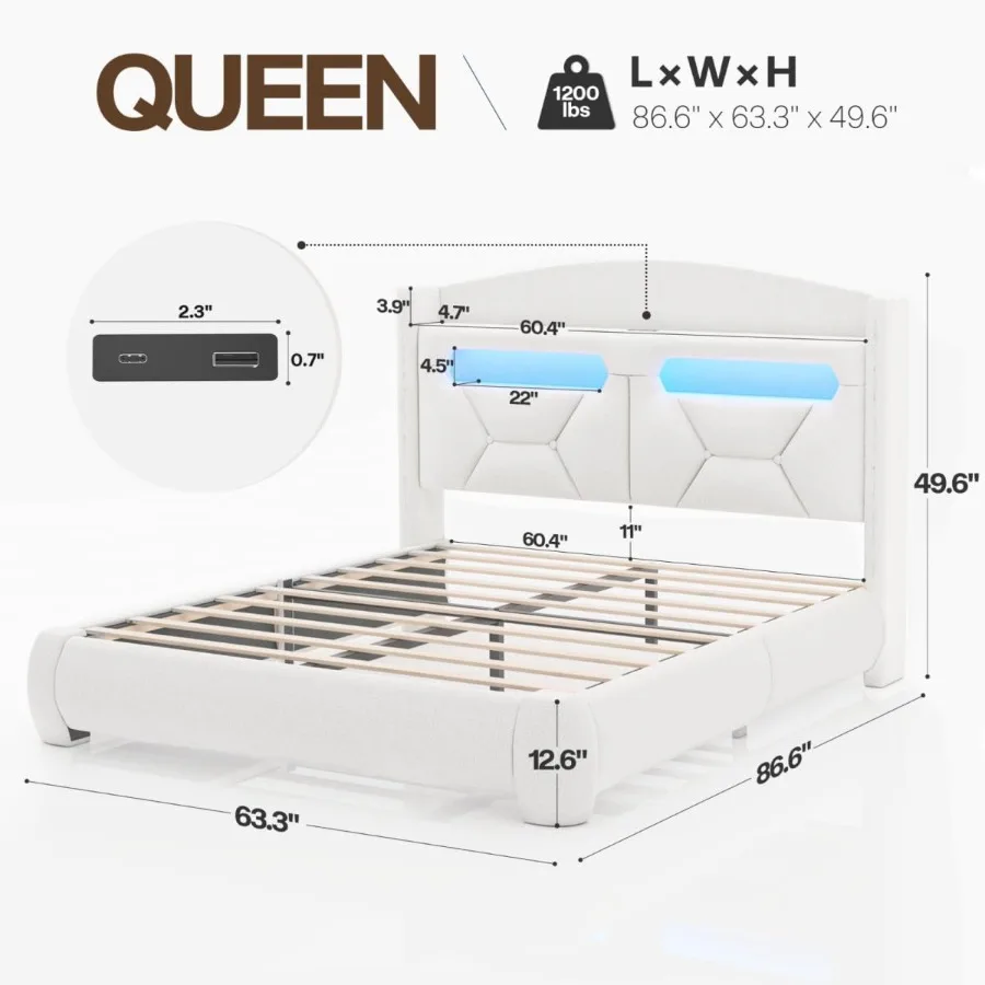 Queen Boucle Storage Bed 2