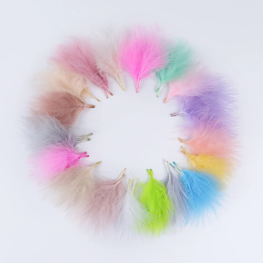 100pcs Royal Blue Fluffy Turkey Marabou Feathers 4-6 Inches for Crafts  Dream Catcher Fringe Trim Colored Feathers Fly Tying Material