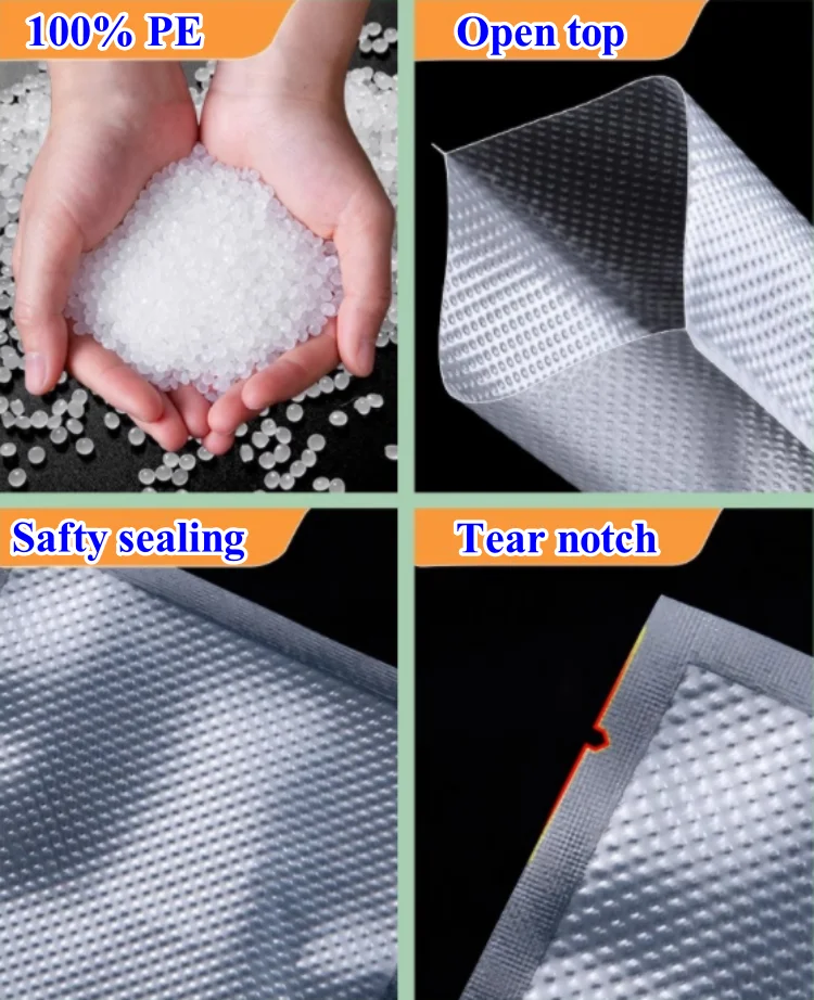 100PCS Thick Open Top Frozen Heat Sealing Vacuum Bag DIY Plastic Food Chicken Meat Fish Fruit Vegetable Spice Packaging Pouches 3