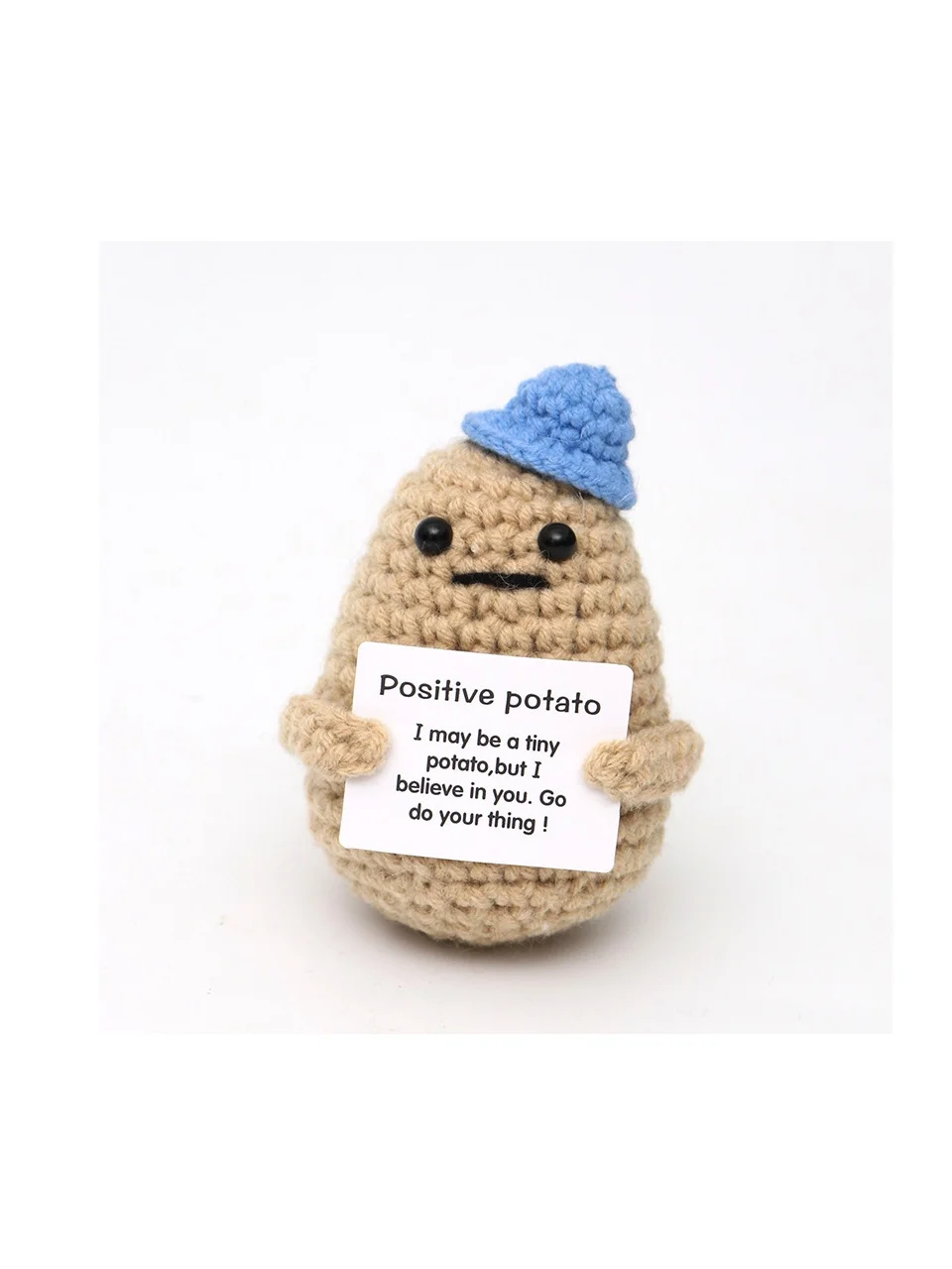 Plush Toy New Positive Energy Potato Hug Pocket Mini Handmade Plush Wool Knitting Doll with Card Funny Christams Gift Home Room Decoration