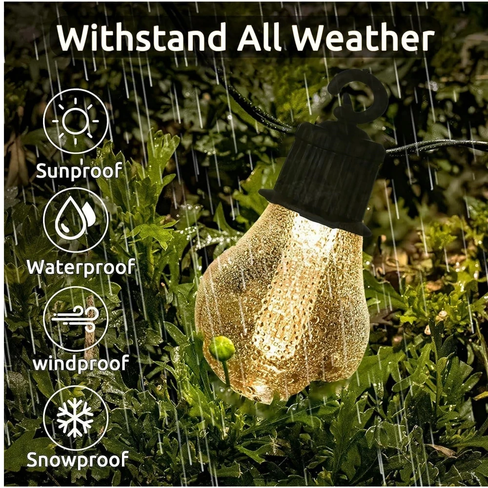 Outdoor Solar String Lights G40 Patio Lights Led Ip65 Waterproof Retro Bulb Christmas Garland Garden Party Decoration Fairy Lamp