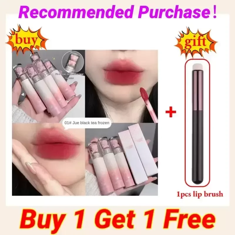 

Velvet Lipstick Cute Lip Glaze Pure Lip Gloss Chestnut Red-brown Lip Mud Korean Makeup Lip Stick Cosmetics For Fem