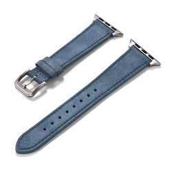 Vintage Suede Leather Watch Strap Bracelet - 42 44 45 46 49 mm (Light Blue)