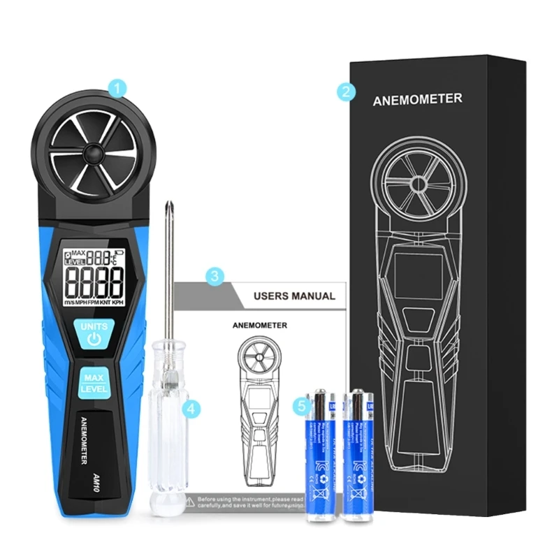 

Digital Anemometer Temperature Meter Mini Wind Meter Wind Speed Measuring Gauge