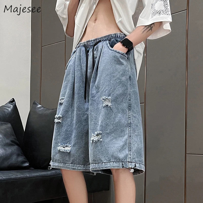 

Jeans Men Harajuku Hole Trousers Handsome Summer Thin Teens Dynamic Students Streetwear Stylish Denim Japanese Ulzzang Casual