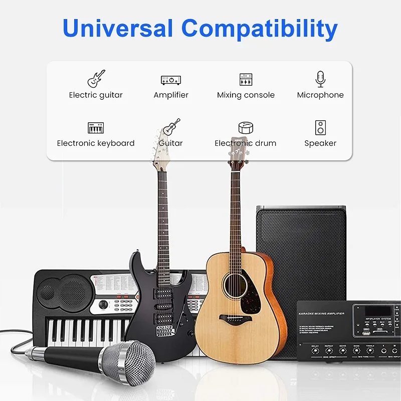 SHULIANCABLE 6.35mm Guitar Audio Cable, Nylon Braided 6.35mm to 6.35mm Jack Audio Cable for Electric Guitar, Keyboards, Etc — view 4