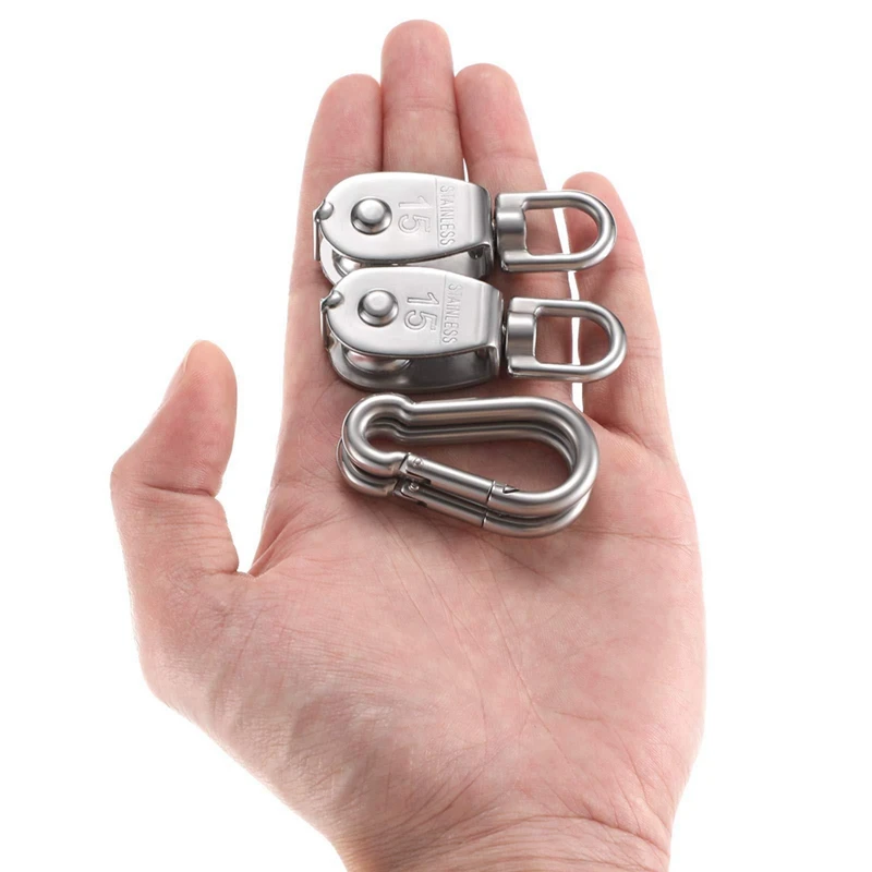 304 Stainless Steel Pulley Wire Rope U-Ring Hanger Pulley Hook Hook Saving Tool Easy To Replace