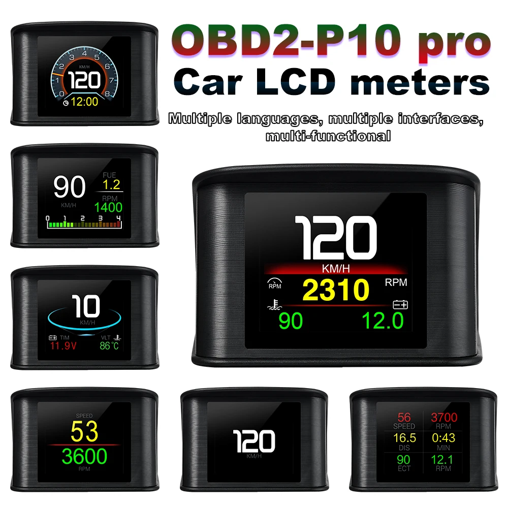P10 Pro Head Up Display On-board Computer Car Digital OBD2 Mileage OBD Driving C