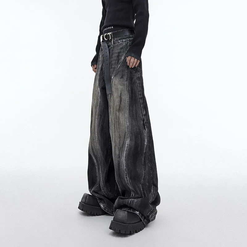 FEWQ Men Jeans Wide Leg Loose Fitting Niche Casual Pants High Waisted Male Trousers 2024 New Streetwear Fashion Autumn 24X1714 2