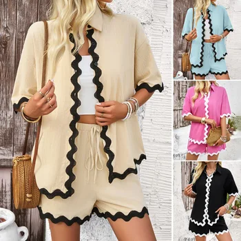 Solid Color Casual Loose Short Pants Sets For Women 2025 Elegant Summer Women's Two Pieces Suit Full Set Female Outfit Clothes