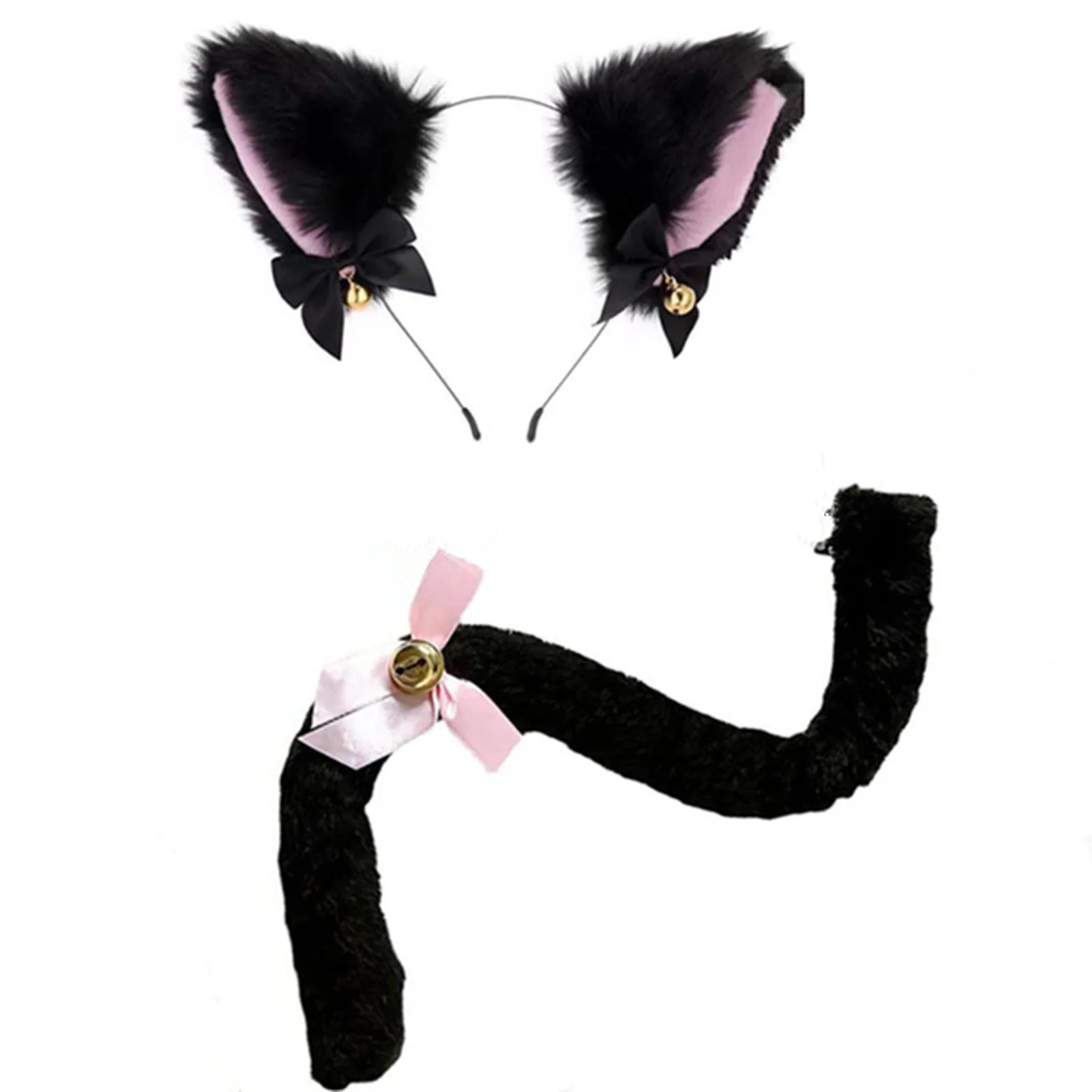 

Головная повязка и хвост с кошачьими ушками для костюмированной вечеринки на Хэллоуин аксессуары для костюмированной фотосъемки на день рождения