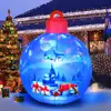 Christmas Inflatable Balls Decorations Blow Ups Christmas Ornament Blue Ball with Santa Gift Designed Pattern Indoor Outdoor Toy 6