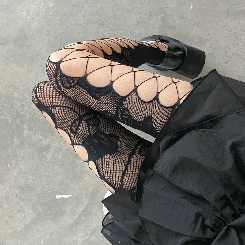 Fernvia Calze lunghe da donna Lolita in maglia calze scaldamuscoli