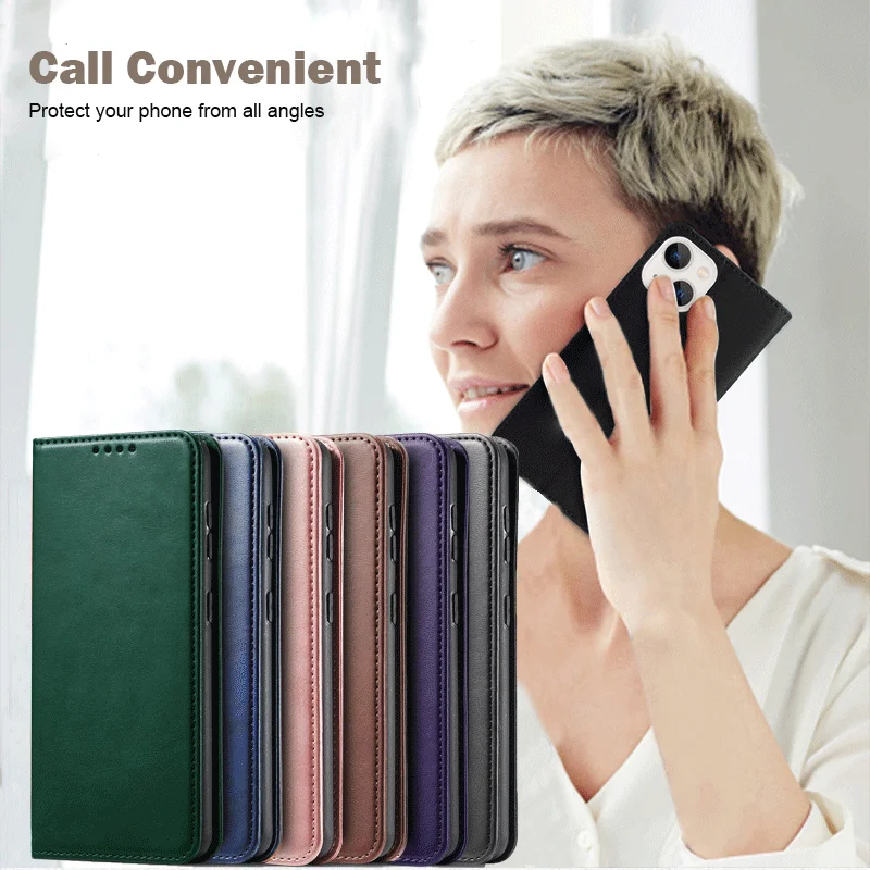Elegant Magnetic Leather Wallet Phone Case with Card Holder