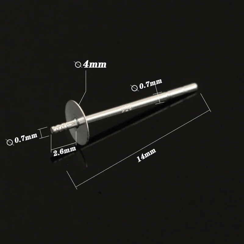 Sterling Silber Flache Ohrstecker mit Stift für Halbgebohrte Perlen, 925 Silber Ohrstecker-Basis 3/6mm – Detail 8