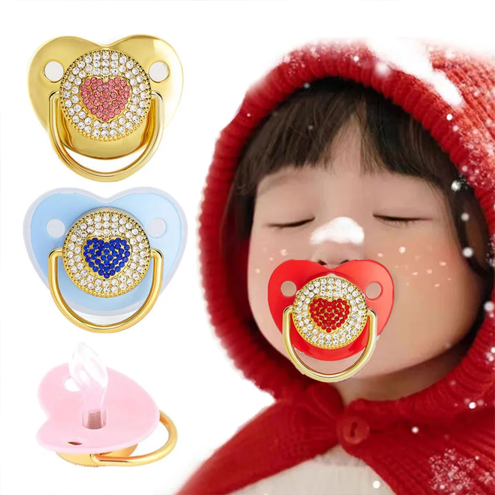 Diamond baby liquid silicone pacifier 0-3 years old baby cute soother anti-buck teeth Bisphenol-free newborn gift