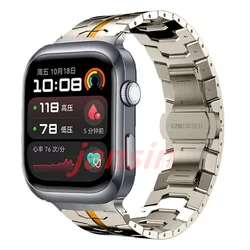 Metal Business Wristband Replacement Stainless Steel Strap for Black Connector (Titanium Orange 2)