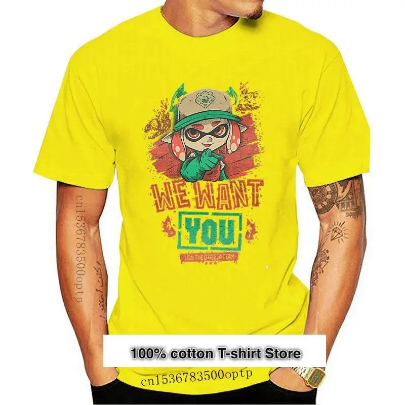 Фото Новинка camiseta Splatoon 2, мы хотим вас! Женская винтажная рубашка, синий цвет, для мужчин и женщин №1