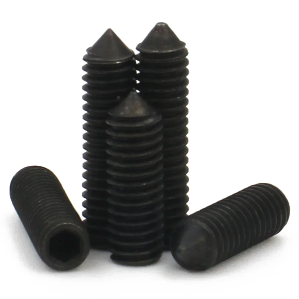 Socket cap head screw 10pcs grade 12.9 black carbon steel M2.5 M3 M4 M5 M6 M8 M10 hex hexagon socket cone point grub set screw tapered end bolt DIN914