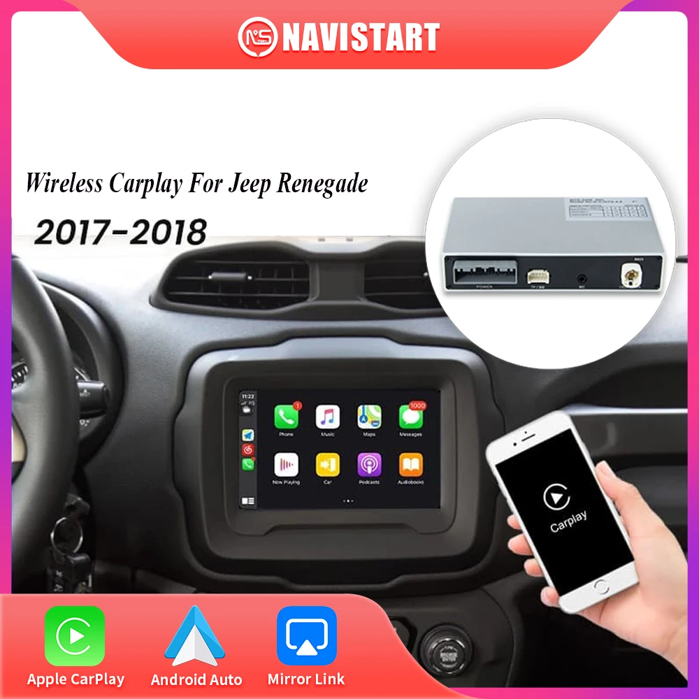 

NAVISTART Wireless CarPlay For Jeep Renegade 2017-2018 Android Auto Module Video Interface Mirror Link