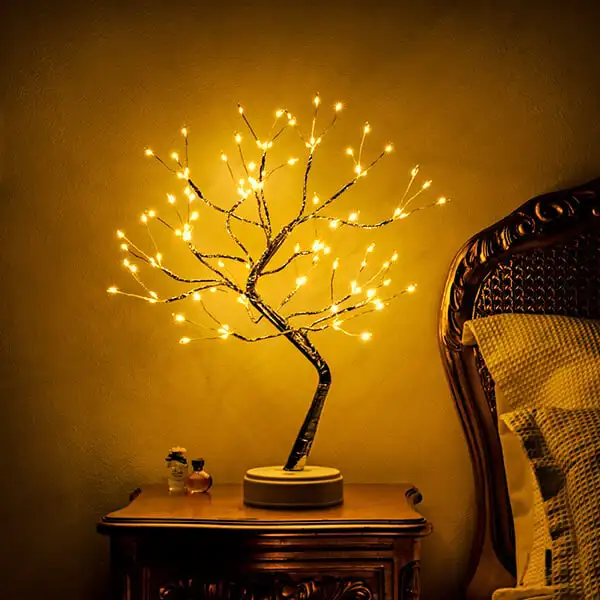 

108 LED Fairy Sparkly Tree Table Lamp Remote Control Artificial Bonsai Tree Night Lights Tree Desk Lamp Room Holiday Lighting Ni