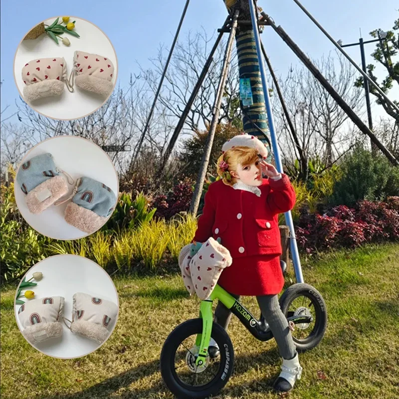 Windproof Infant Stroller Gloves Children's Outdoor Sports Mittens Cartoon Printed Hands Warmer Scooter Accessory for Winter