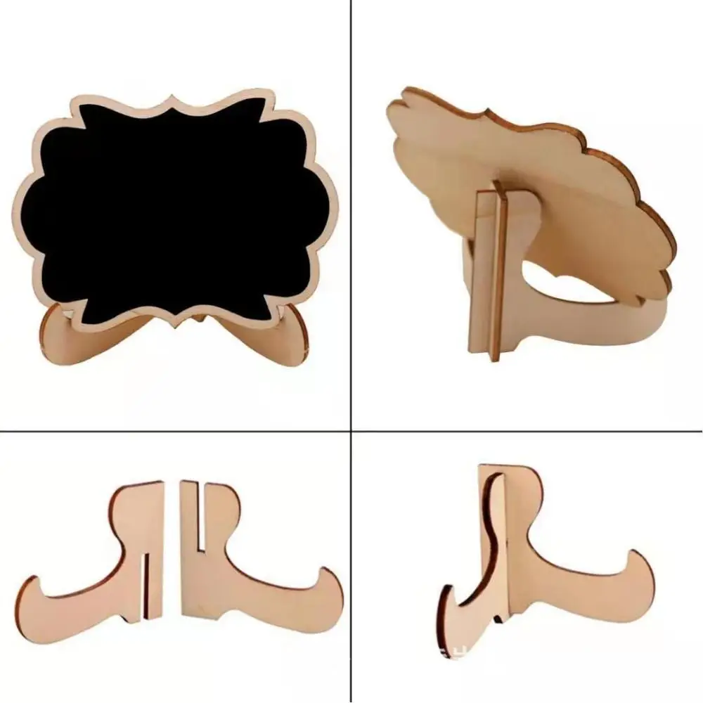 미니 이젤 스탠드 메시지 보드, 나무 레이스 모양 쓰기 보드, 메모 소품, 검은 칠판, 생일 표시, 10 개