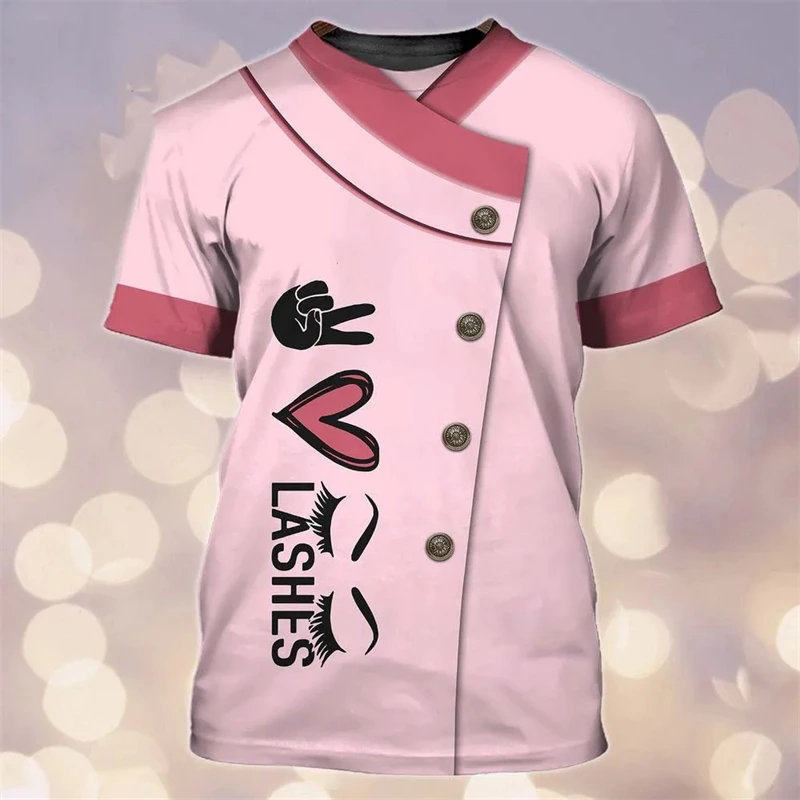 

2024 Hot Sale Lashes Graphic T Shirt Tops 3D Print Short Sleeve Pullover Female Clothing Summer Fashion Cool Womens Clothes Tees