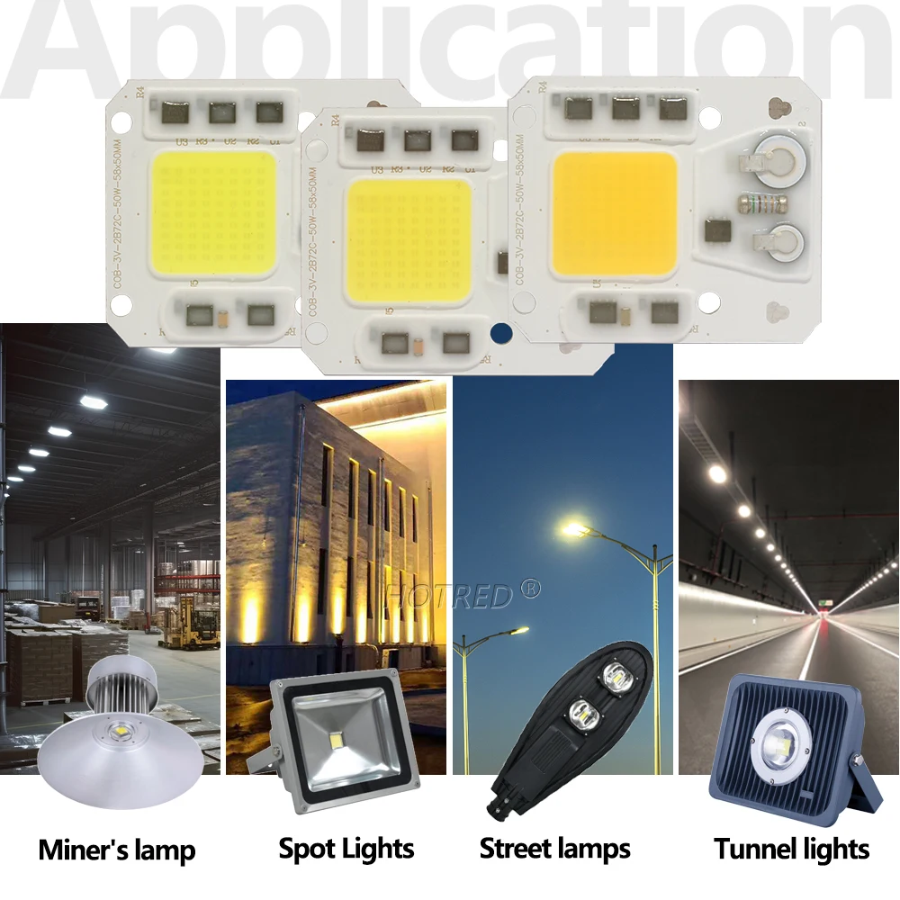 Cleiscry Ampoules LED 50 W COB à Puce AC 110 V 220 V Driver IC