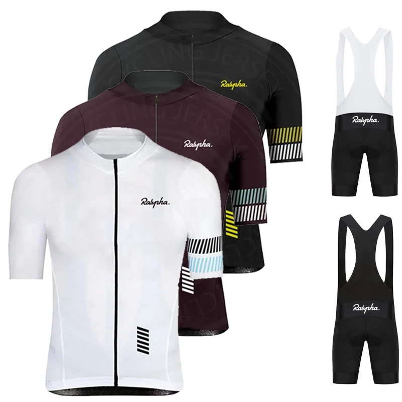 

2024 Raphaful New Summer Cycling Jersey Set Breathable Team Racing Sport Bicycle Jersey Mens Cycling Clothing Short Bike Jersey