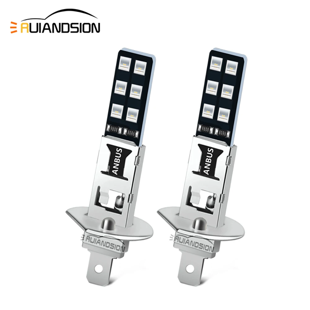 Ruiandsion 2pcs Canbus H1 LED Fog Light Car Interior Daytime Driving Bulb 12Volt White Yellow