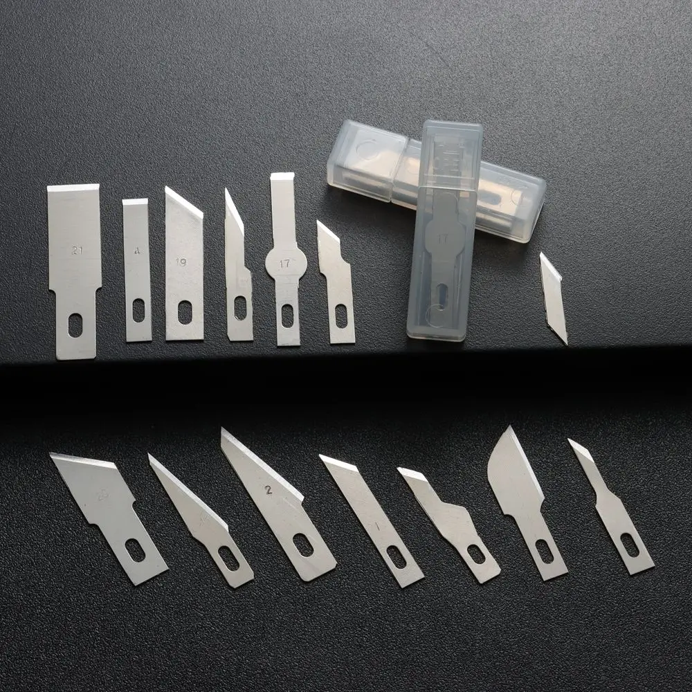 10pcs Blades Cutter Craft Knives Non-Slip Metal Scalpel Knife Parts Engraving for Mobile Phone PCB Repair Hand Tools