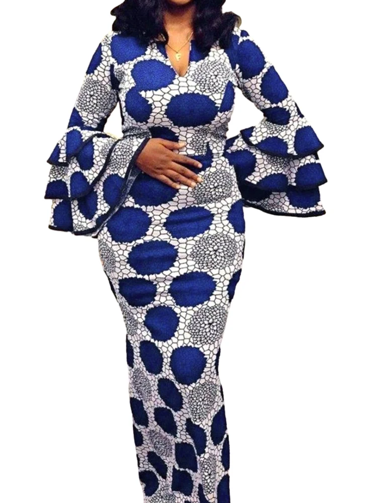 

Elegant Women Long Dresses Printed Polka Dot Flare Long Sleeve Dress Spring Fashion Big Size Casual Work Outfits Lady Party Robe