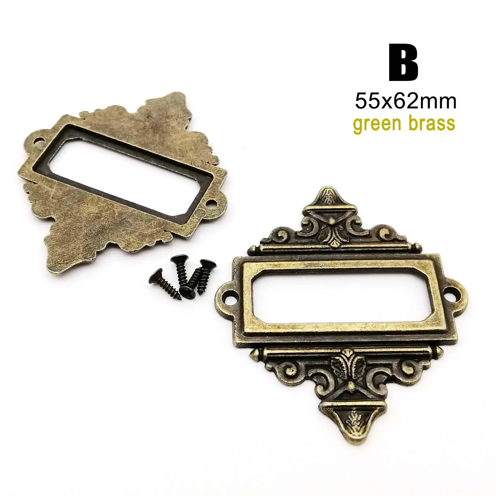 Set of 6 Vintage Carved Decorative Label Holders for Furniture and Cabinets