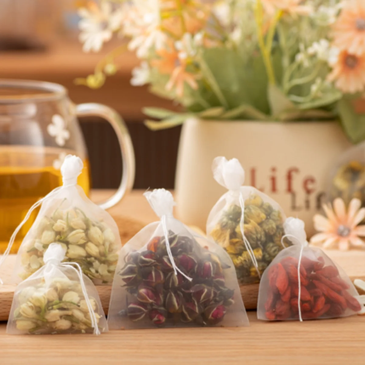 Tea Bags Nylon Food Grade Empty Scented Tea Filter Bags Infuser with String Heal Seal Teabags for Herb Loose Leaf 100pcs disposable tea bags disposable tea filter bags