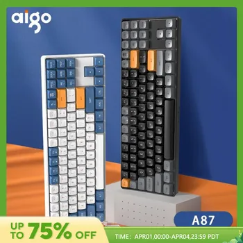 Aigo A87 게이밍 기계식 키보드 2.4G 무선 USB c형 유선 블루 스위치 89키 핫스왑 충전식 게이머 키보드