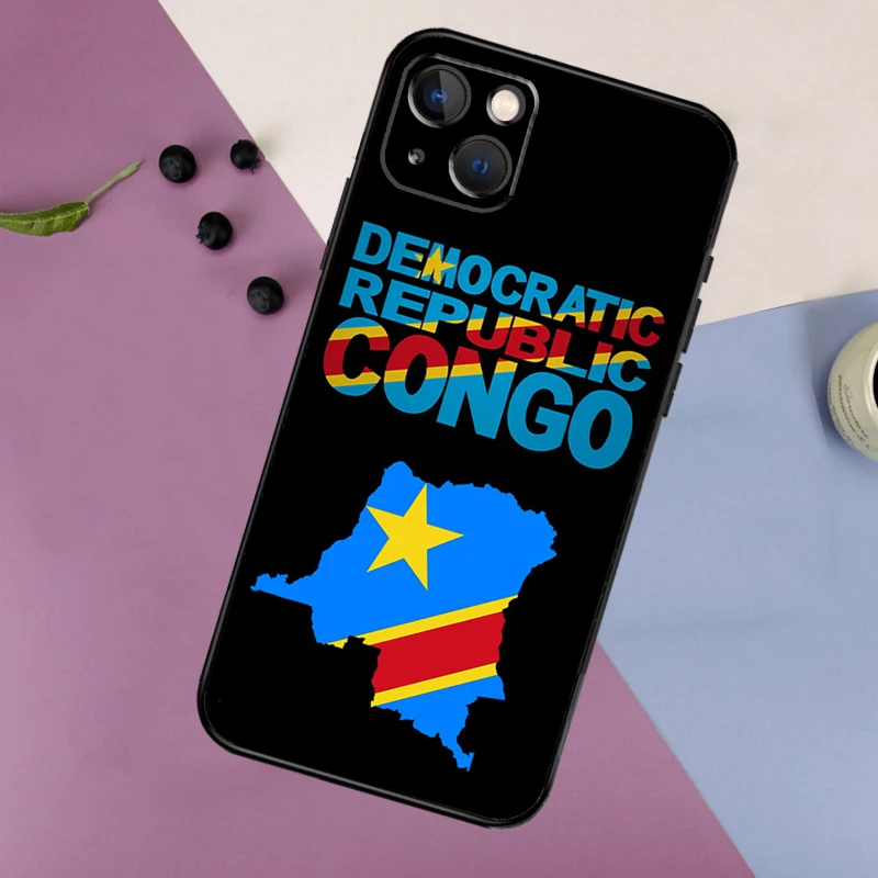 Congo Democratic Republic Flag Case For iPhone 15 14 13 12 11 Pro Max Mini X XR XS Max 7 8 Plus SE 2 Bumper Cases Cover