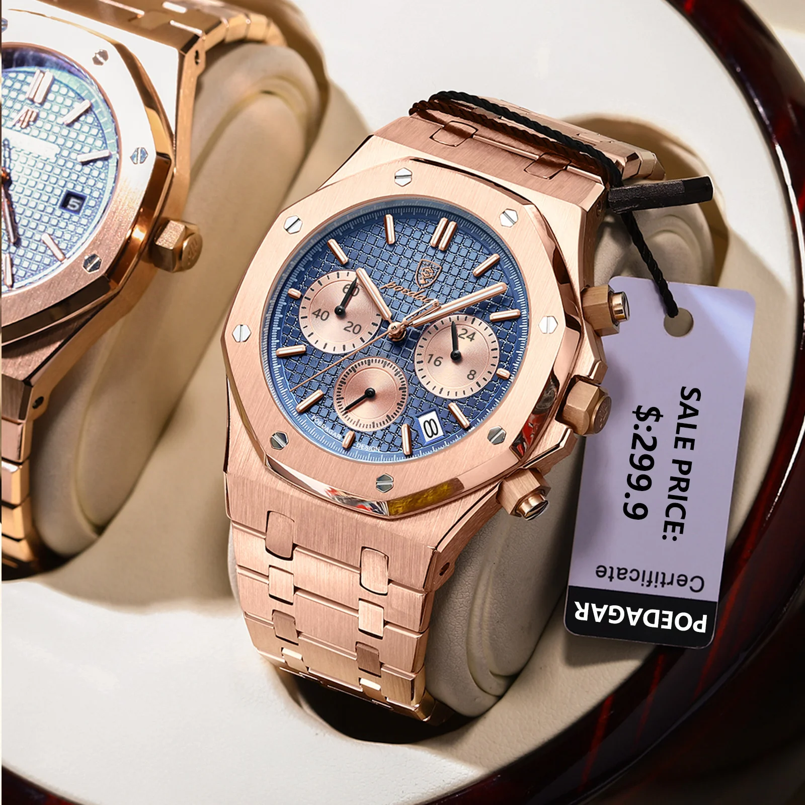 POEDAGAR Classic Men's Watches Trend Fashion Original Quartz Watch for Man Waterproof Fine Steel Chronograph Wristwatch Date 2