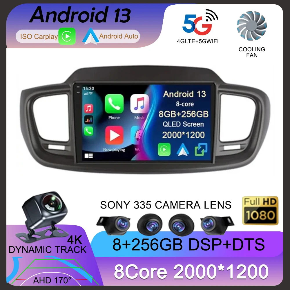 

Android 13 For Kia Sorento 3 2014 2015 2016 2017 Car Radio Navigation Multimedia Player Video WIFI DSP Auto Carplay Touch Screen