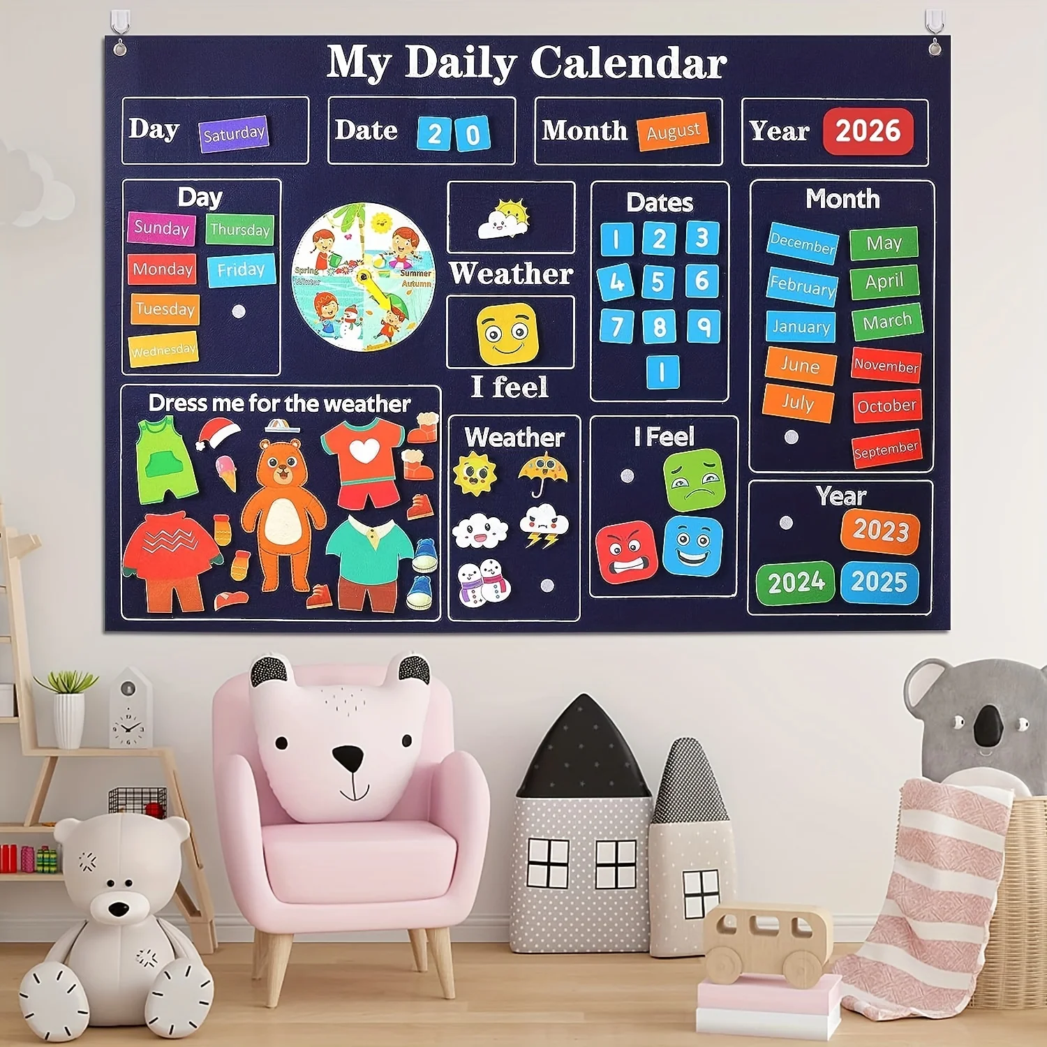 My First Daily Calendar - For Kindergarten Classrooms, A Loop Time Learning Center, A Weekly Chart For Children's Learning 6